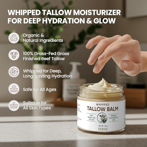 Tallow Sunscreen & Tallow Balm Set: 100% Grass-Fed Beef Tallow Sunscreen Balm with Zinc Oxide + Whipped Tallow Moisturizer ? Daily Sun Protection & Deep Hydration for Sensitive Skin, Face & Body