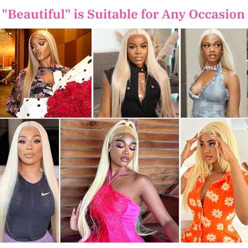 613 13x6 Lace Front Wig Human Hair 180 Density Blonde Wig Human Hair 613 13x6 Straight Lace Frontal Wig Human Hair Pre Plucked for Women 28 Inch