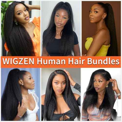 Kinky Straight Bundles Human Hair Yaki Straight Human Hair Bundles Kinkystraight 12A 100% Brazilian Virgin Bundles for Black Women Natural Black Hair Extension 12 14 16 Inch