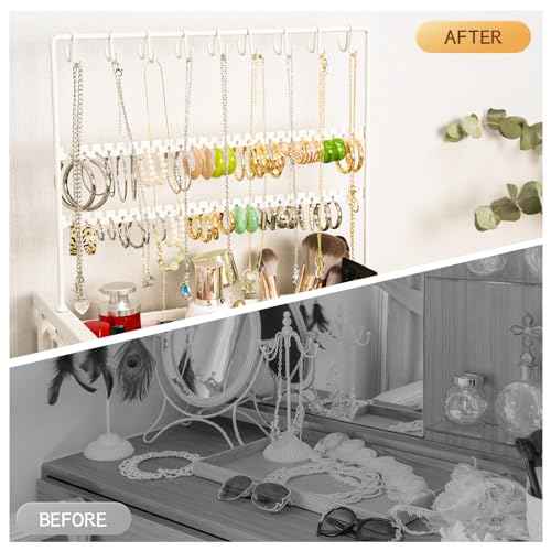 YGJT Makeup Organizer, Floor Skincare Cosmetics Organizer with Drawers, Jewelry Organizers and Storage for Earring Necklace, Vanity Organizer for Skin Care Perfume Makeup Brush Nail Polish Hair Tool