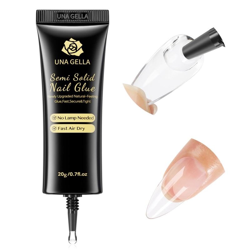 UNA GELLA Super Strong Nail Glue for Press On Nails: 20g, Soft Gel Nail Tips No Lamp Need, Fast-Curing, Long Lasting, Semi Solid Gel Nail Glue for Fake False Acrylic Nails