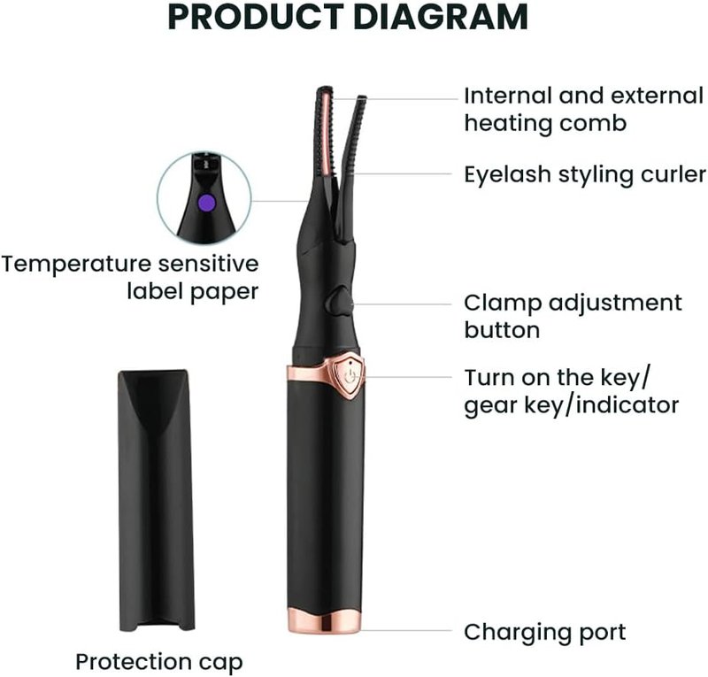 Heated Electric Eyelash Curler - 2026 Upgrade Mini Tool with 3 Heat Modes | Fast Heating, White