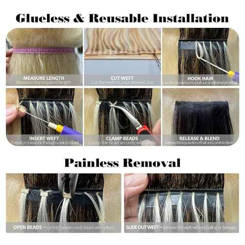 Butterfly Weft Hair Extensions Human Hair-Invisible Double Layered with Hole Hand Tied Genius Weft PU Seamless Micro Beads Real Remy Hair Jet Black 100g #1 18 Inch