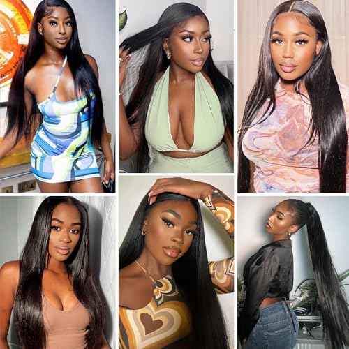 Straight Bundles Human Hair 18 20 22 Inch Straight Human Hair Weave 3 Bundles Silky Hair Bundles 10A 100% Unprocessed Brazilian Virgin Hair Bundles Deals Natural Black Bundles