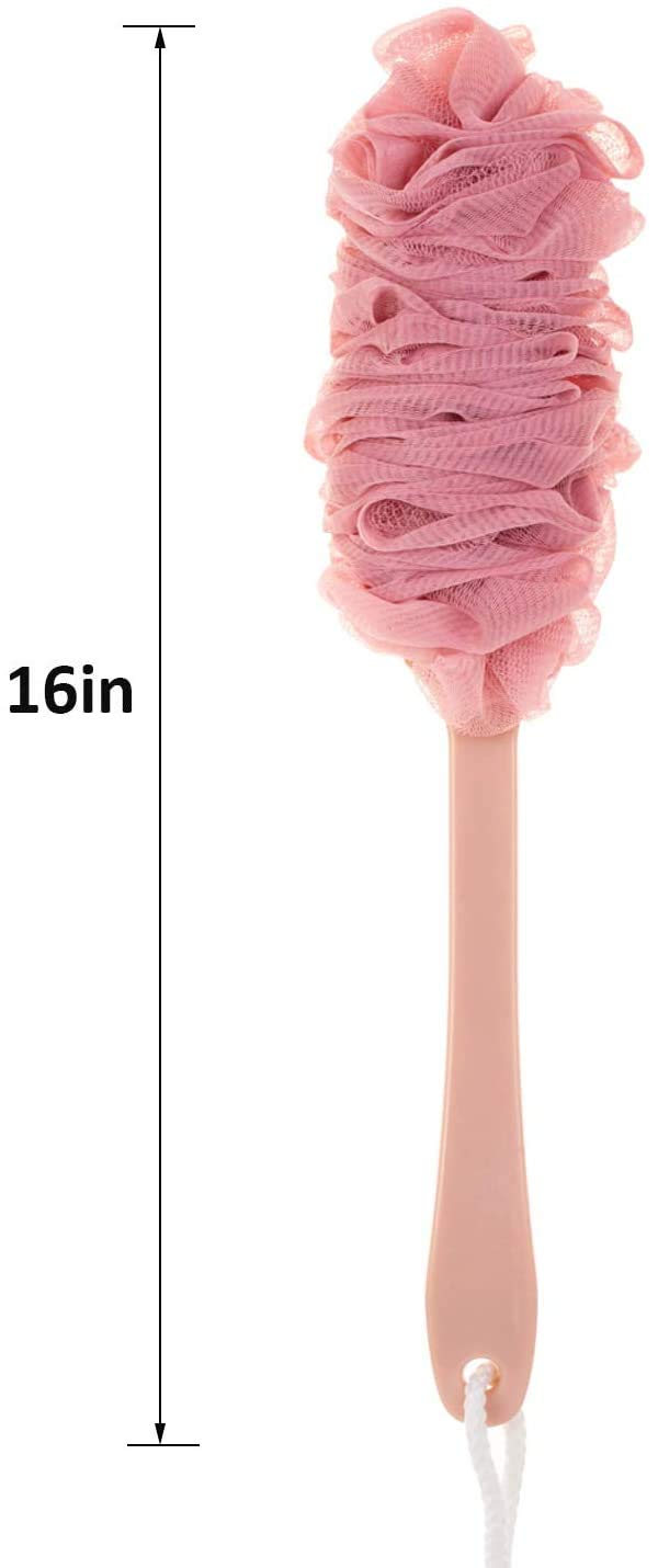 Arswin Back Scrubber for Shower,Loofah Long Handle Bath Body Brush,Soft Nylon Mesh Sponge for Shower,Loofah On a Stick for Men Women,Exfoliating Scrub Cleaning Luffa for Elderl(3Pack-Mix)