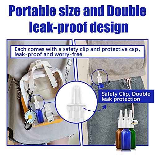 Cupohus Nasal Spray Bottle, 3 Pcs 30ML/1oz Amber,Cobalt Blue,Green Glass Refillable Fine Mist Sprayers Atomizers, Travel Sized, Empty Nasal Sprayer with Funnels and Labels