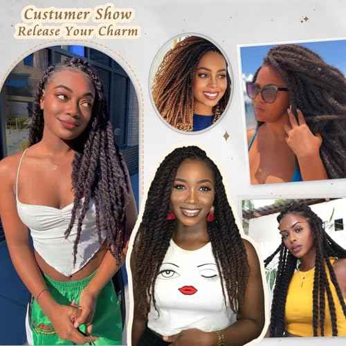 Marley Twist Braiding Hair 14 Inch Cuban Twist Hair 8 Packs Soft Marley Twist Hair Afro Kinky Twist Hair Extension(14 Inch, 1B)