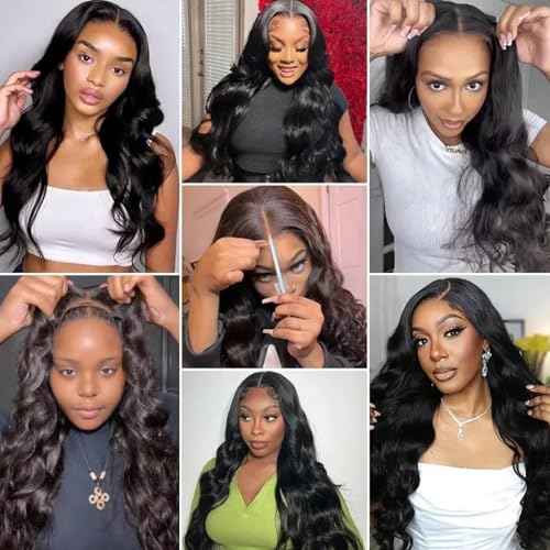 bunGiol Glueless Wigs Human Hair Pre Plucked PreCut 26 Inch Wear and Go Wig 180 Density 5x5 Hd Lace Closure Wigs Human Hair Body Wave Hd Lace Front Wigs for Women Frontal Wigs