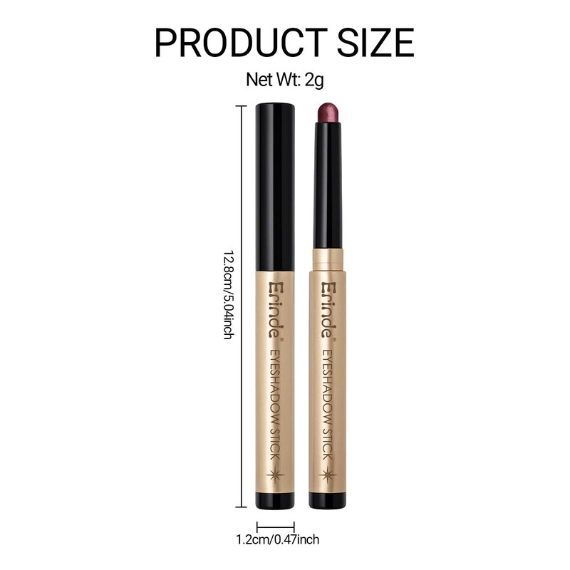 Erinde Waterproof Shimmer Eyeshadow Stick, Plum Brown Mauve Cream Eye Shadow Stick, Long-Lasting Crease-Proof Cream to Powder Buildable & Blendable Eye Shadow Pencils Crayon, Vegan & Cruelty-Free, B06