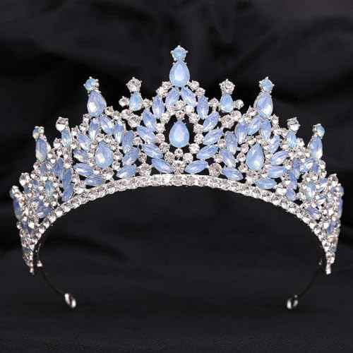 Sweet 16 Crown Blue Opal Crystal Homecoming Headband Quinceanera Hair Accessory for Women,Light Blue 18