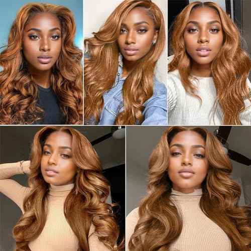 Light Brown Human Hair Bundles Body Wave 20 22 24 Inch Body Wave Human Hair Weave 3 Bundles Silky Hair Bundles Brazilian 3 Bundles Human Hair Extensions 30 Color