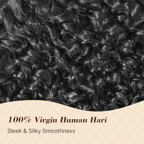 Wequeen 16A Burmese Curly Human Hair Bundles 16 Inch 100% Unprocessed Brazilian Virgin Hair Quick Weave Bundles Human Hair Extensions Real Human Hair, Natural Black