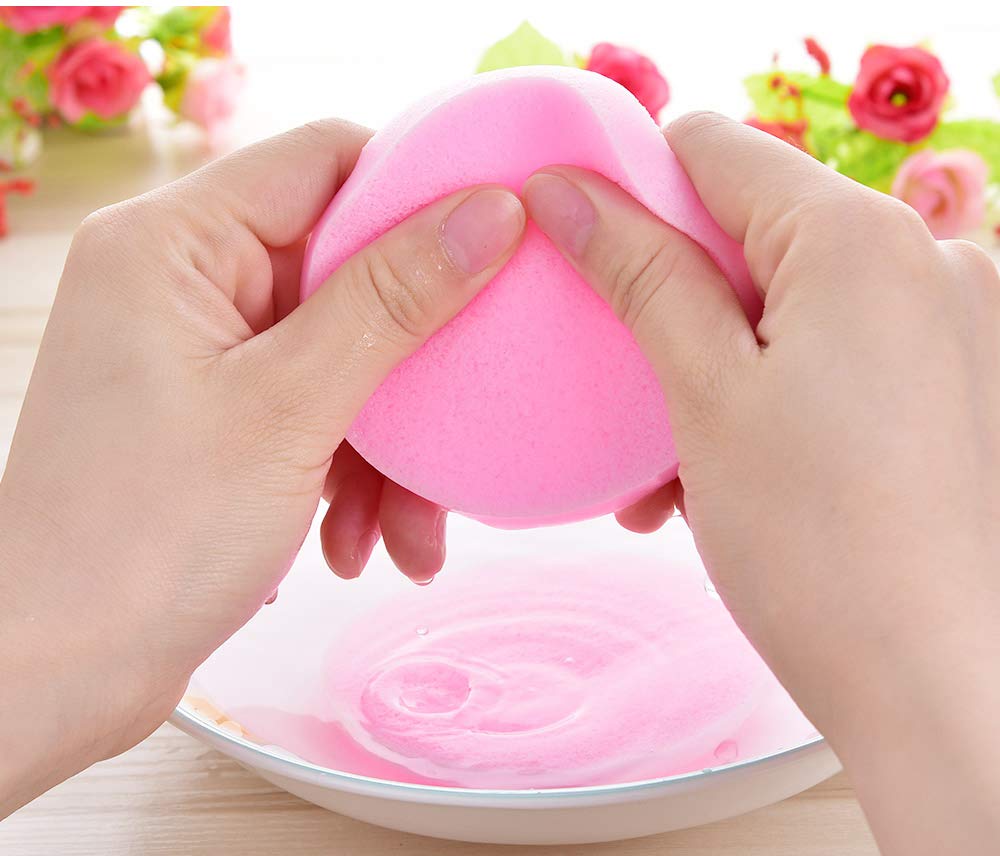 Tegelrying Facial Sponge Compressed,60 Pcs PVA Professional Makeup Removal Wash Round Face Sponges Spa Pads Exfoliating Cleansing for Women,Pink