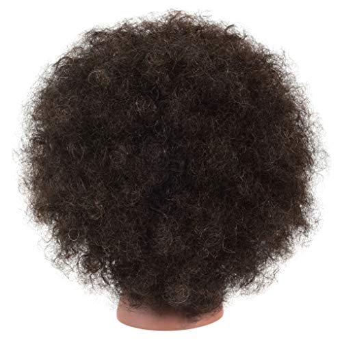 FUTAI Kinky Curly Real 100% Human Hair Mannequin Head with Table Clamp Stand for Hairdresser Practice Braiding Styling Manikin Cosmetology Doll Training Head Bleaching Dyeing Curling Cutting Updos