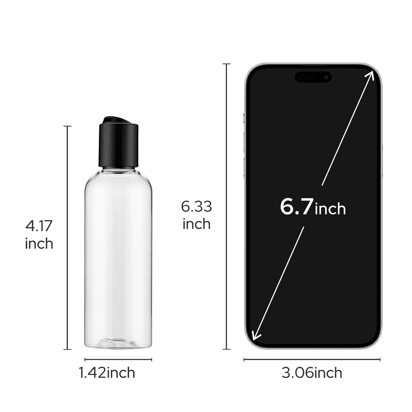 Skiennix Travel Bottles - 3.4 oz TSA Approved Leak Proof Containers | 5 Pack Clear Squeezable Bottles for Shampoo & Lotion