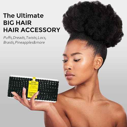 12-Pack 4X Extra Long Hair Ties - Ideal for Dreadlocks, Curly, Extra Thick Hair - Durable, Oversized, and Gentle Ponytail Holders, XXX, Black