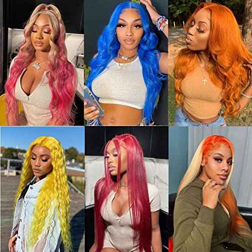 613 Blonde 13x4 Lace Front Wig Human Hair Pre Plucked Brazilian Straight 613 Blonde Human Hair Wigs for Women 150% Density Transparent Lace Frontal Wig with Baby Hair (16 inch, 13x4 Straight)