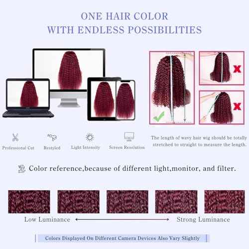 Estilar 30 Inch 99j Burgundy Lace Front Wigs Human Hair 13x6 Deep Wave HD Lace Front Wigs Pre Plucked with Baby Hair 200 Density Glueless Wet and Wavy Red Wine Colored Wigs Human Hair for Women