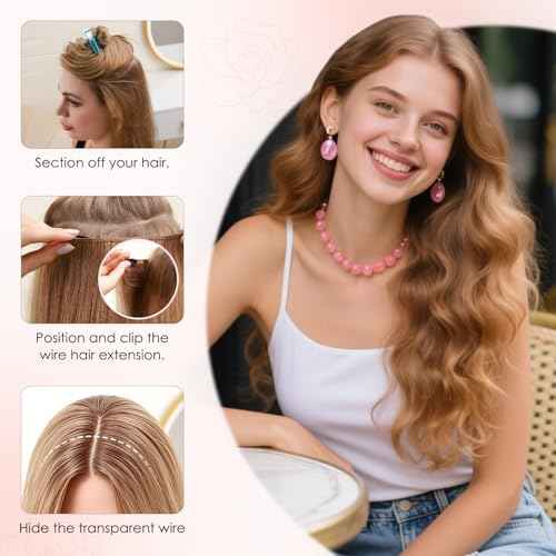 S-noilite Halo Hair Extension Invisible Wire in Real Remy Human Hair Extensions with Clips Adjustable Hidden Wire in Hair Extension for Women 18 inch Medium Brown