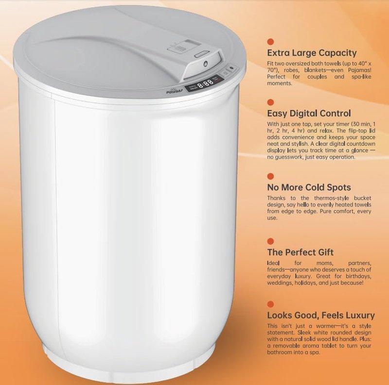 Luxury Towel Warmer | Large Bathroom Heater with Auto Timer & Aroma Tray - Fits Oversized Towels, Blankets, Bathrobes