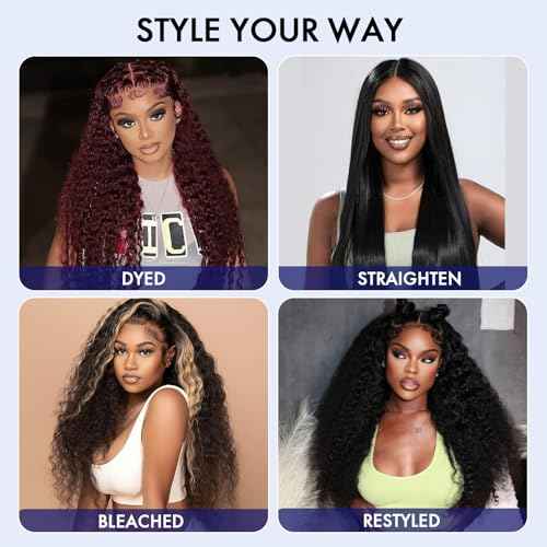 Human Hair Bundles 14 16 18 20 Inch Deep Wave Bundles Human Hair Curly Hair Extensions 16A 100% Unprocessed Brazilian Raw Hair Bundle Quick Weave Wet and Wavy Deep Wave 4 Bundle Deals Natural Black