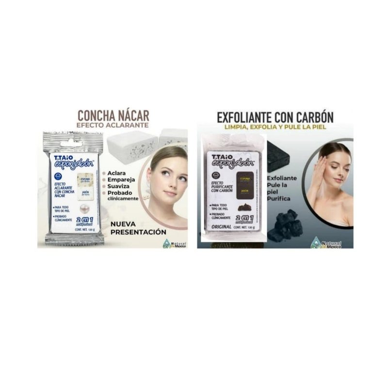 Generic Esponjabon 2 pack- 1 charcoal and 1 mother of pearl help even skin tone and clear blemishes/Esponjabon: 1 carbón y 1 nácar ayudan a igualar el tono de la piel y eliminar las imperfecciones
