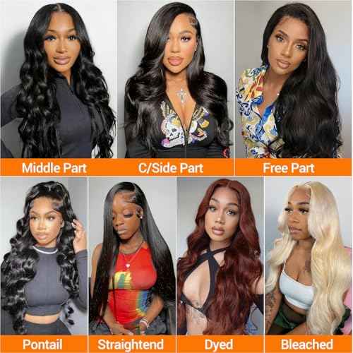 13x4 HD Lace Front Wigs Human Hair 26 Inch Natural Black Body Wave Human Hair Wig 200 Density 12A Glueless Wigs Lace Front Wigs Pre Plucked Glueless Frontal Wig for Women