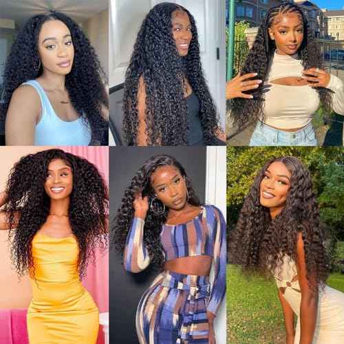 Deep Wave Human Hair Bundles 12A Brazilian Virgin Human Hair Bundles 20 22 24 Inch Wet and Wavy Curly Bundles Human Hair Extensions for Women Natural Color