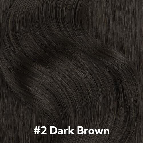 HOTBANANA Invisi Edge Clip in Hair Extensions, 16inch 110g 7Pcs Injected Seamless Clip in Extensions Real Human Hair Dark Brown PU Hair Extensions Straight Hair
