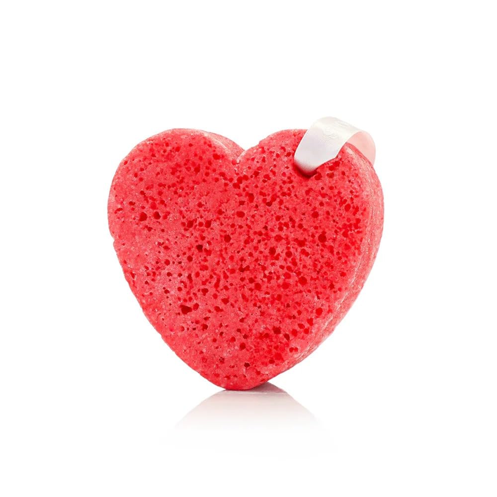 SPONGELLÉ Scarlet Blush Heart Buffer – All-in-One Exfoliating Sponge & Body Wash for Valentine's & Mother's Day Gifts