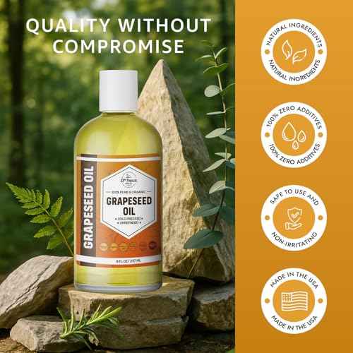 Organic GRAPESEED Oil (32 oz) Cold Pressed Unrefined | 100% Pure Natural, Non-GMO | Available in Bulk | Skin, Hair, Face, Carrier for Essential Oils, Soap Making | 32 FL OZ