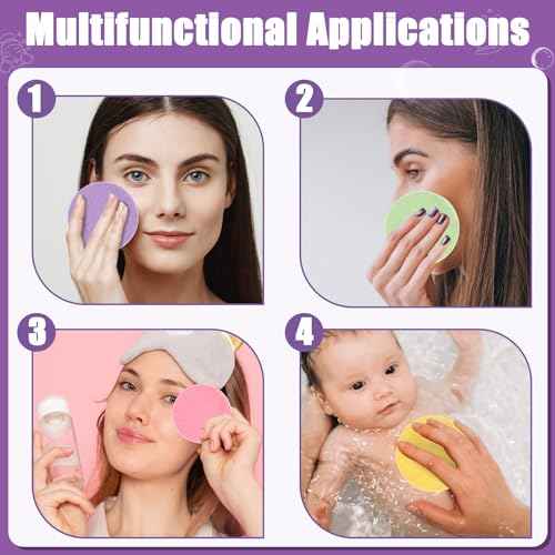 240 Count Compressed Facial Sponges Makeup Removal Round Face Wash Sponges Reusable Face Sponges for Cleansing Exfoliating PVA Spa Facial Pads for Women Esthetician Beauty Remover Supplies, 4 Colors