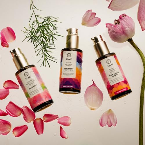 khadi PINK LOTUS BEAUTY Ayurvedic Hydrating Body Oil - Balancing & moisturizing sensual oil - 100% plant-based & natural - 3.38 fl oz