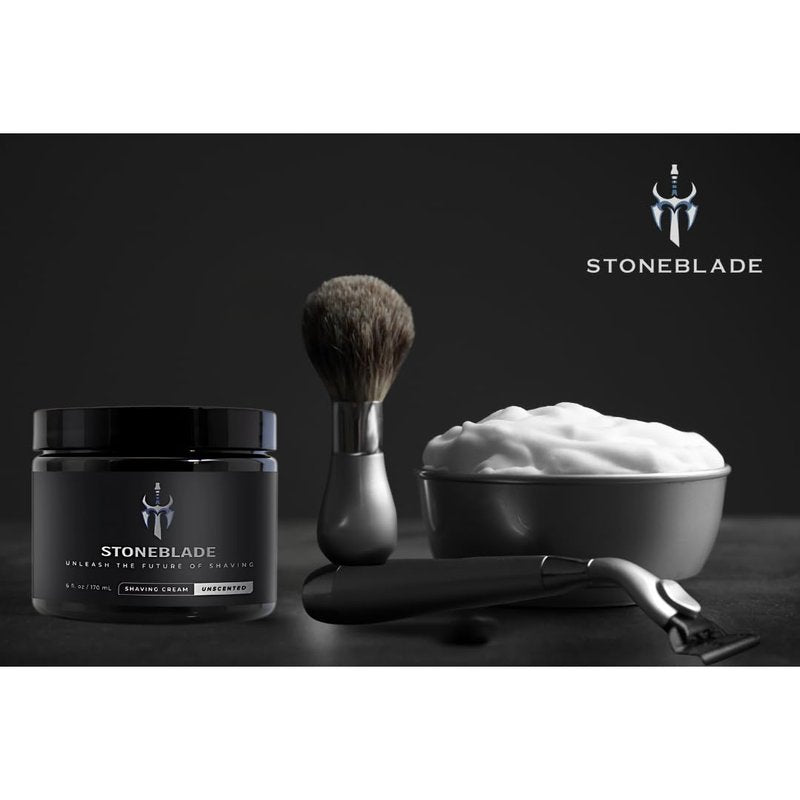 Shaving Cream for Men with Sensitive Skin – Fragrance Free, Menthol Free | Helps Reduce Razor Burn & Irritation | StoneBlade Unscented Shave Cream, 6 oz