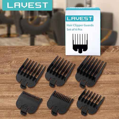 Clipper Guards Set Compatible with Most Wahl Clippers, Clipper Guides Replacement - 1/16" to 1/2", 6 Piece Set, Black Color