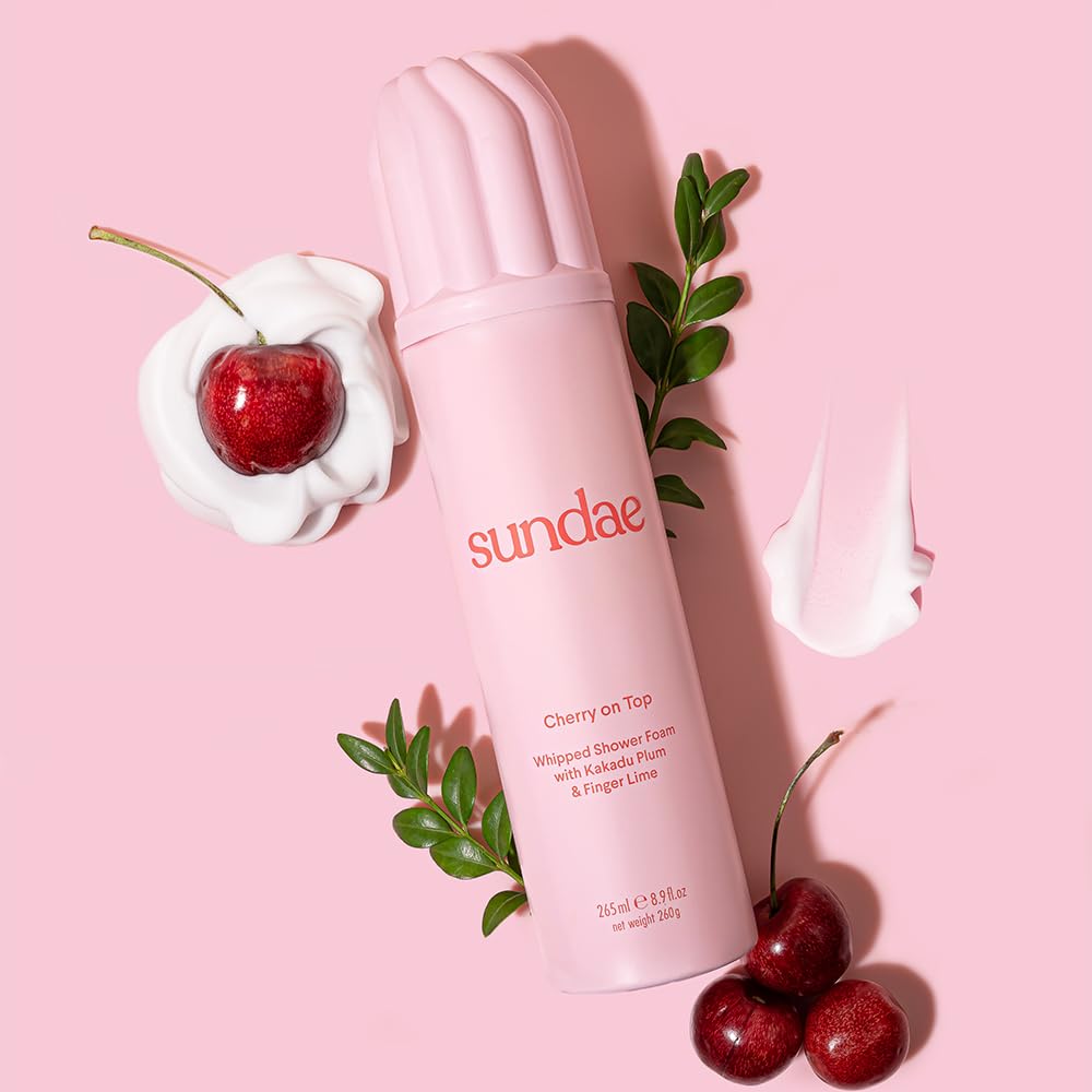 sundae Whipped Shower Foam Cherry on Top Foaming Body Wash 8.9 fl oz, 265ml with Kakadu Plum & Finger Lime