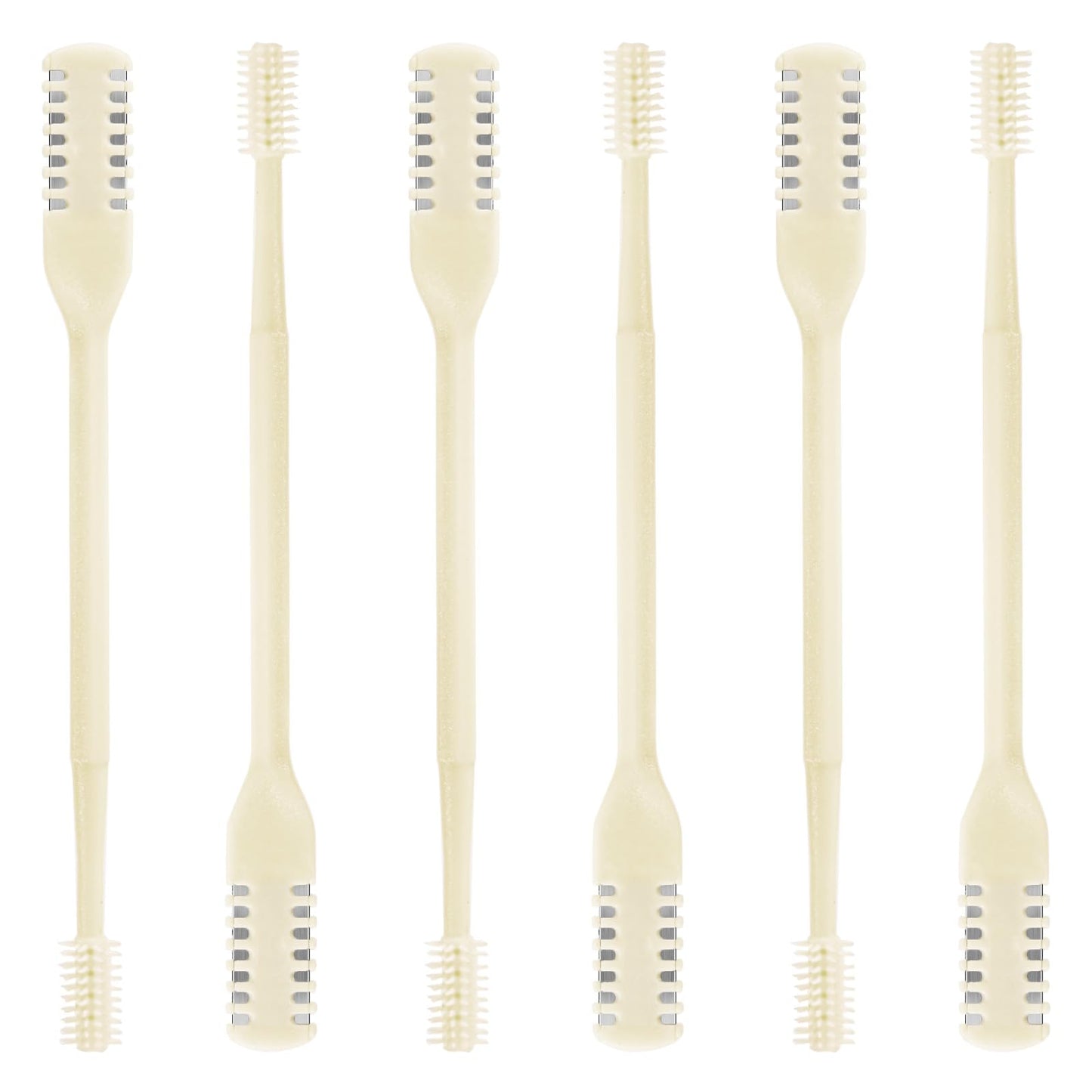 ZKENIRD 6 Pcs 2-in-1 Nasal Cutter, Upgrade Double Sided Nose Knife, 360 Nostril Hair Remover Tool, Trimmer for Men, Women, Soft Cleaning Brush (Cream)