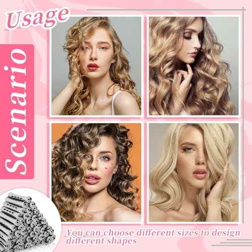 Tigeen 200 Pcs Perm Rods for Natural Hair Plastic Hair Rollers, No-Heat Small Curling Rods Cold Wave Rod for Women DIY Styling Hairdressing Tools (0.59 Inch,Grey)