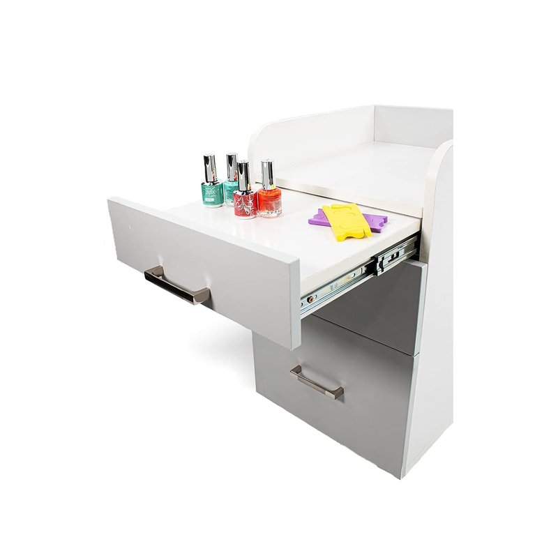 Milan Pedicure Trolley - Rolling Nail Salon Cart with Storage Drawer | White & Ash Grey