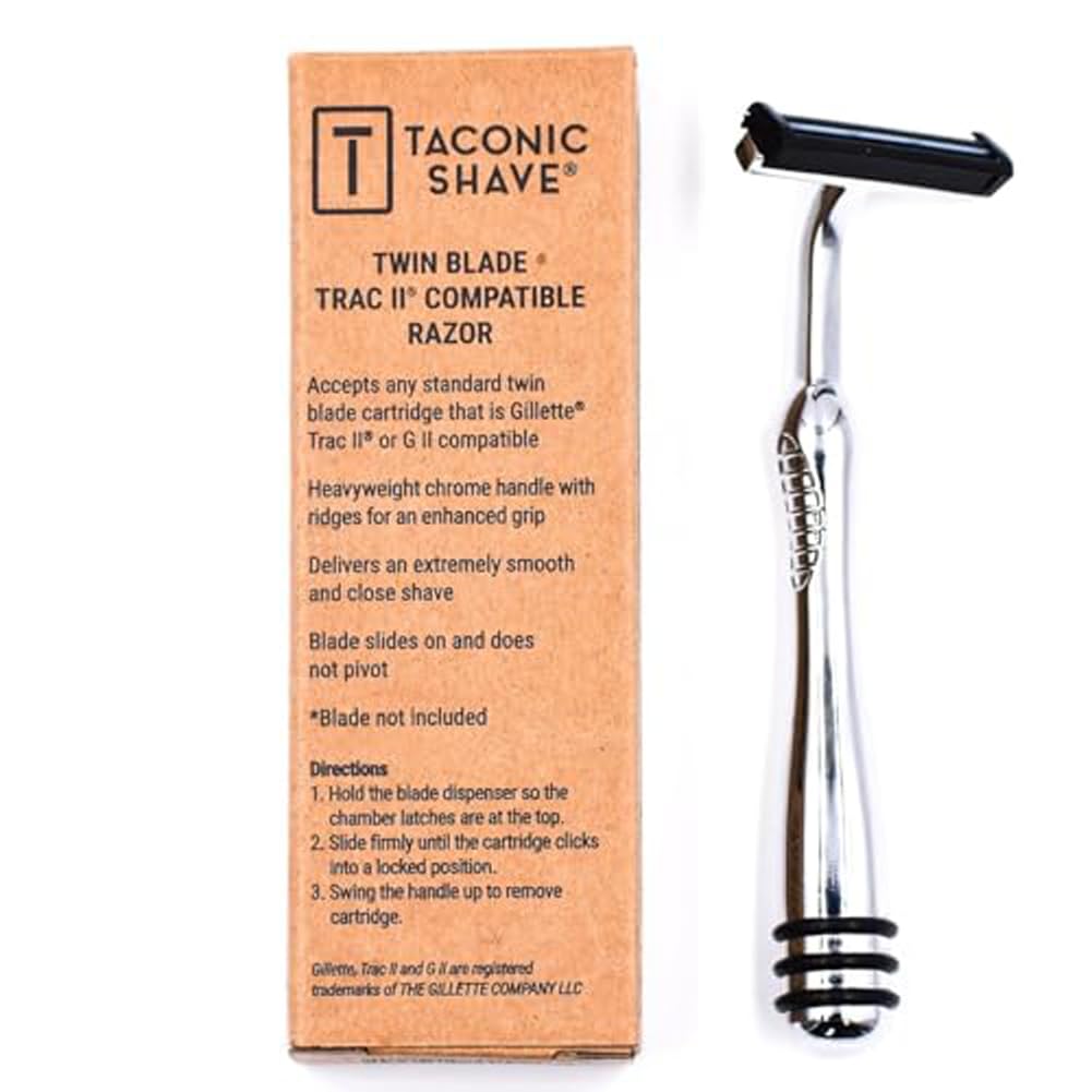 Taconic Shave Twin Blade Cartridge Razor - Heavyweight All Metal Non-Pivoting Design | 10 Cartridges Included
