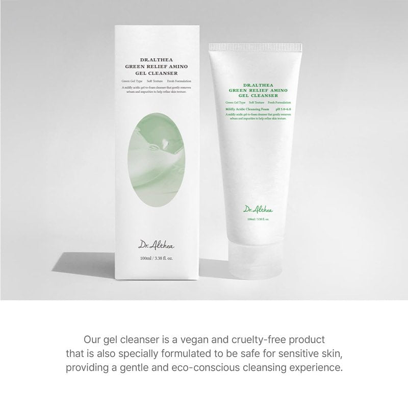Dr.Althea Green Relief Amino Gel Cleanser - Hydrating Makeup Remover & Daily Face Wash | 3.38 Fl Oz