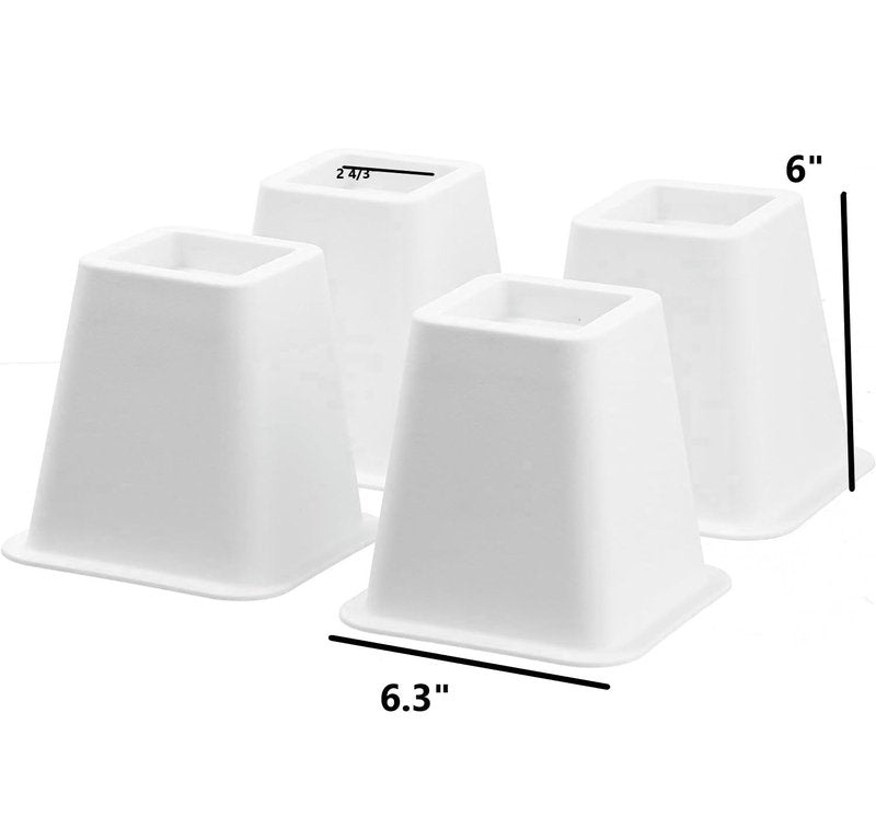 HOME IT 5 to 6-inch Super Quality Bed risers, White Round Shaped Riser Helps You Storage Under The Bed - 4-Pack