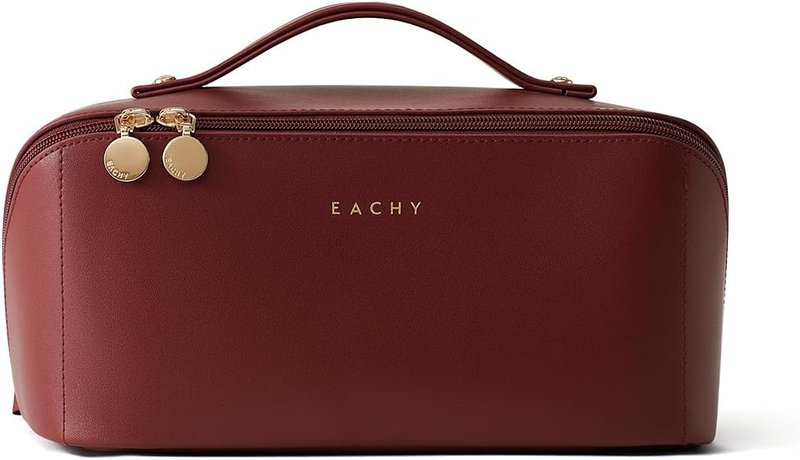 EACHY Travel Makeup Bag - Large Capacity Waterproof PU Leather Cosmetic Organizer for Skincare & Essentials