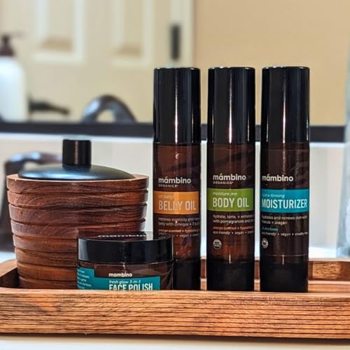 Second Trimester Set ? All Natural Skincare Pregancy Gift Box ? Anti-stretch mark Belly Oil, Moisturizing Body Oil, Face Polish, Face Moisturizer - Mambino Organics