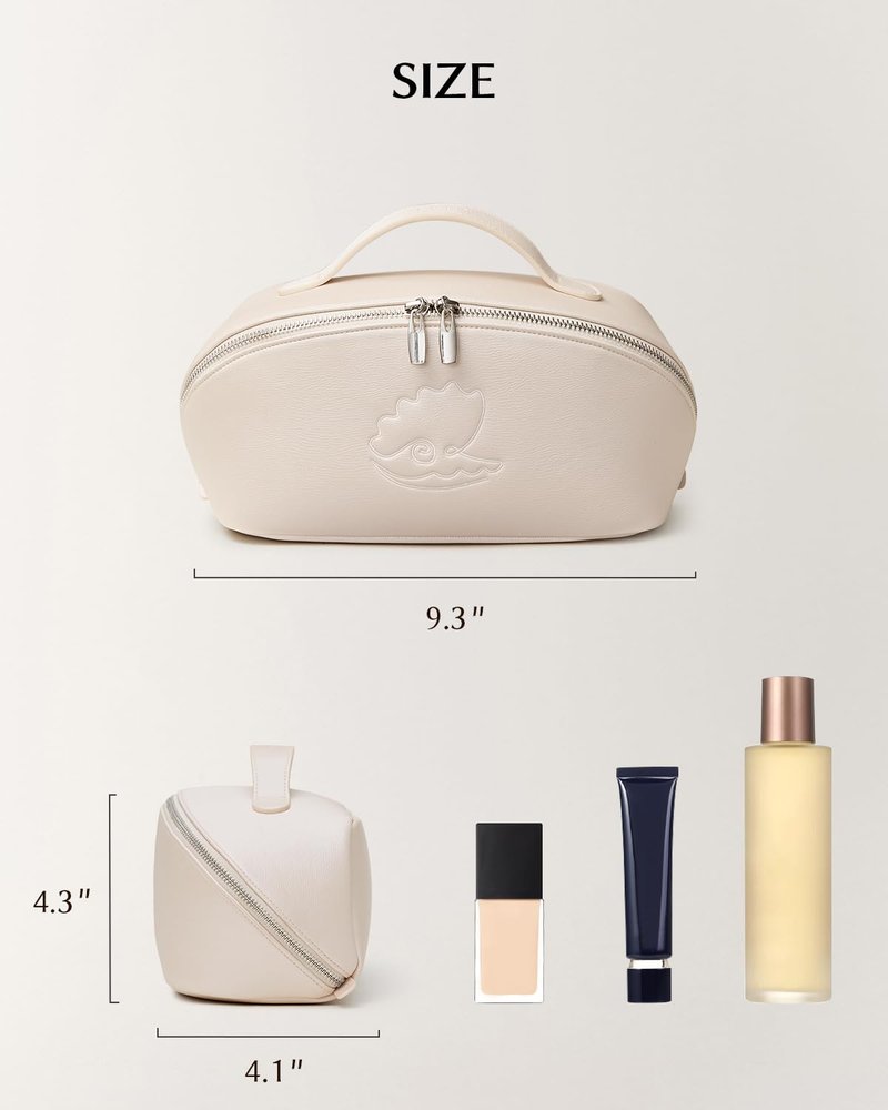 EACHY Travel Makeup Bag, Cosmetic Bag for Women, Waterproof Toiletry Bag with Handle, Large Capacity Makeup Organizer with Brush Compartment for Vacation & Everyday Use
