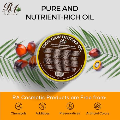 RA COSMETICS 100% Natural Unrefined Batana Hair Oil for Healthy Hair, 16 oz | Dr Sebi Batana Oil Hair Moisturizer for Damaged Hair Repair| Strengthening and Nourishing Hair Conditioner