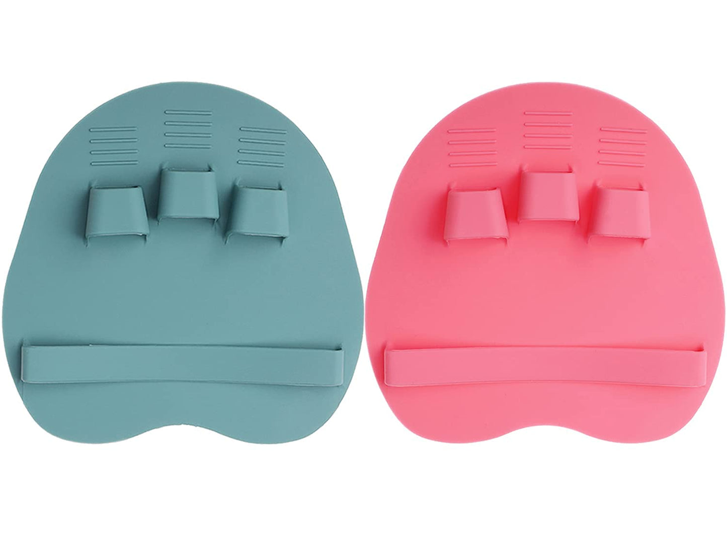 2 Pack Soft Silicone Shower Brush, Body & Face & Short Hair Wash, Bath Exfoliating Skin Massage Scrubber, Dry Skin Brushing Glove Loofah, Fit for Sensitive and All Kinds of Skin (PeonyPink+Green)