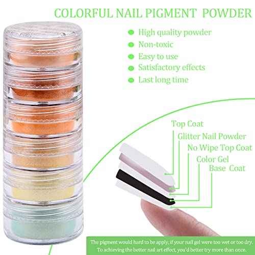 Duufin 54 Colors Nail Pigment Powder Colorful Luminous Iridescent Glitter Pearlescent High-Gloss Halo Powder Pigment for Nails Art, Body and Crafts