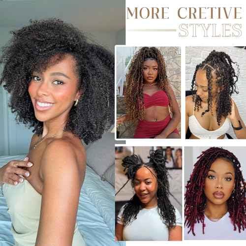Afro Twist Human Hair 16 Inch Afro Kinkys Bulk Human Hair 40g/Bundle Natural Black Human BraidingHair for Loc Extensions Marley Twist Brainding Hair (16inch,Pack of 2)