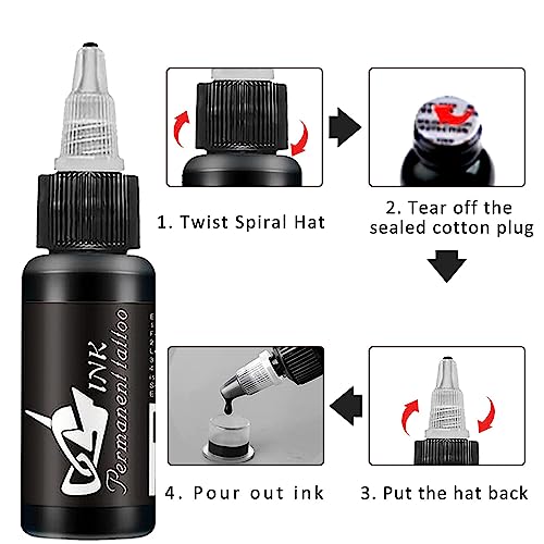 BAODELI Tattoo Ink Set,1oz 30ml/Bottle Tattoo Pigments Set 14 Colors Tattoo Ink Color Set Bright&Long Lasting